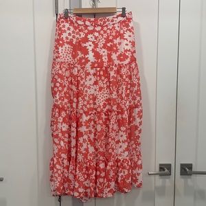 Womens floral tiered maxi skirt